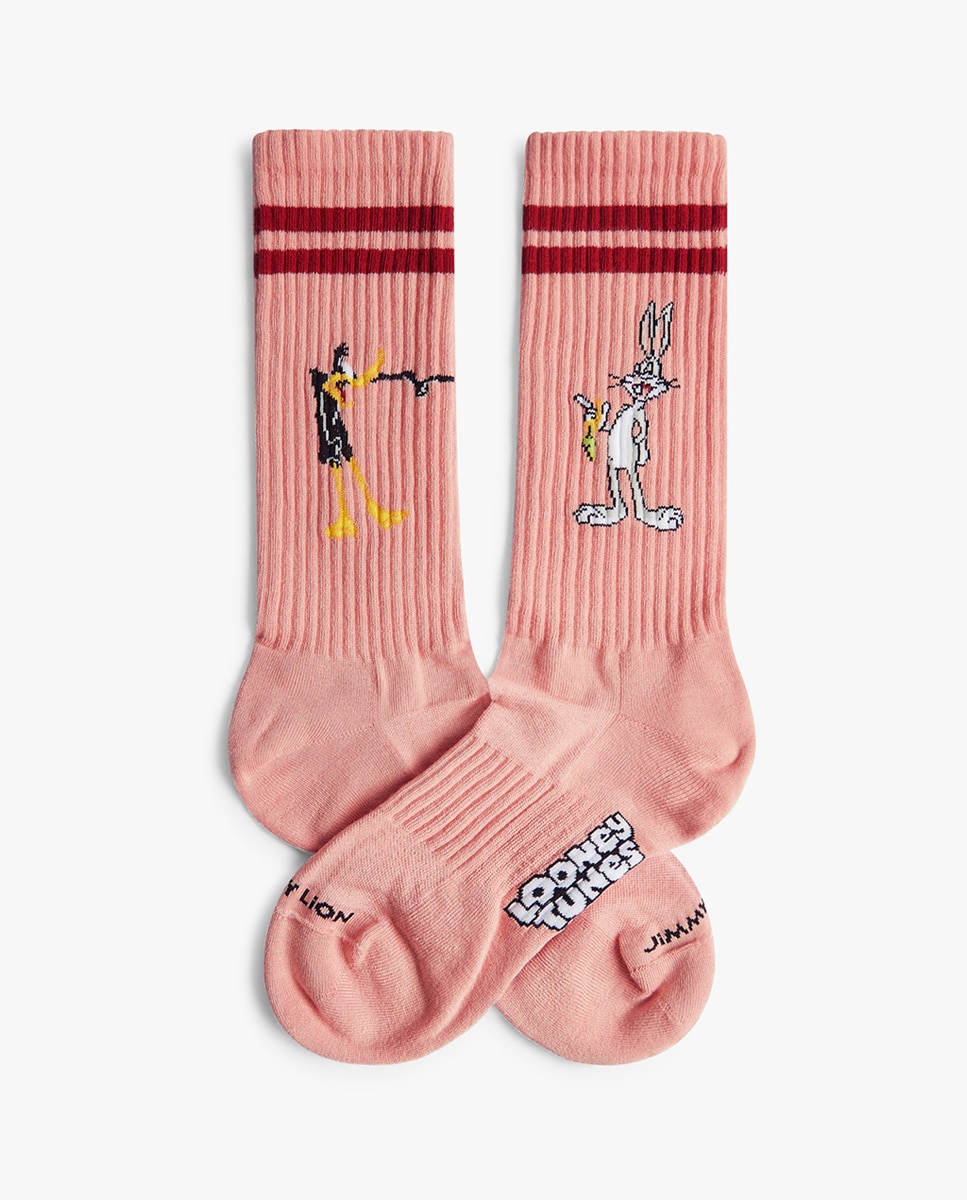 Imagem 0 de Meias Atléticas Looney Tunes Dyffy e Bugs - Rosa