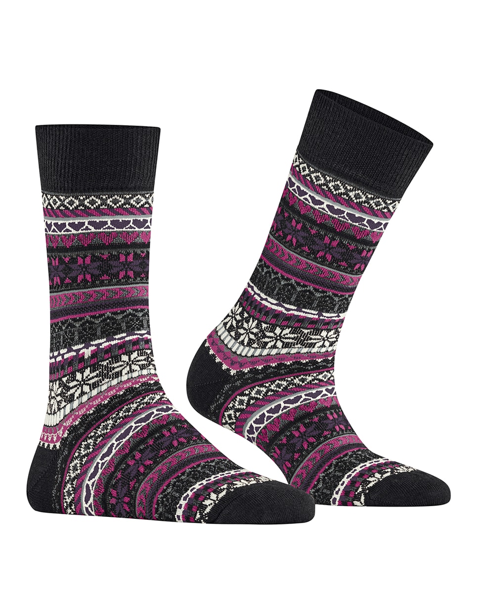 Meias com Rebordos Decorativos Preto-1