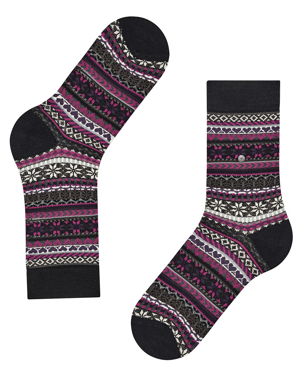 Meias com Rebordos Decorativos Preto-4