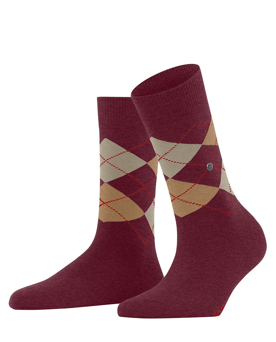 Caixa de Oferta com 2 Pares de Meias - 1 Par Liso e 1 Par com Losangos Bordeaux-2
