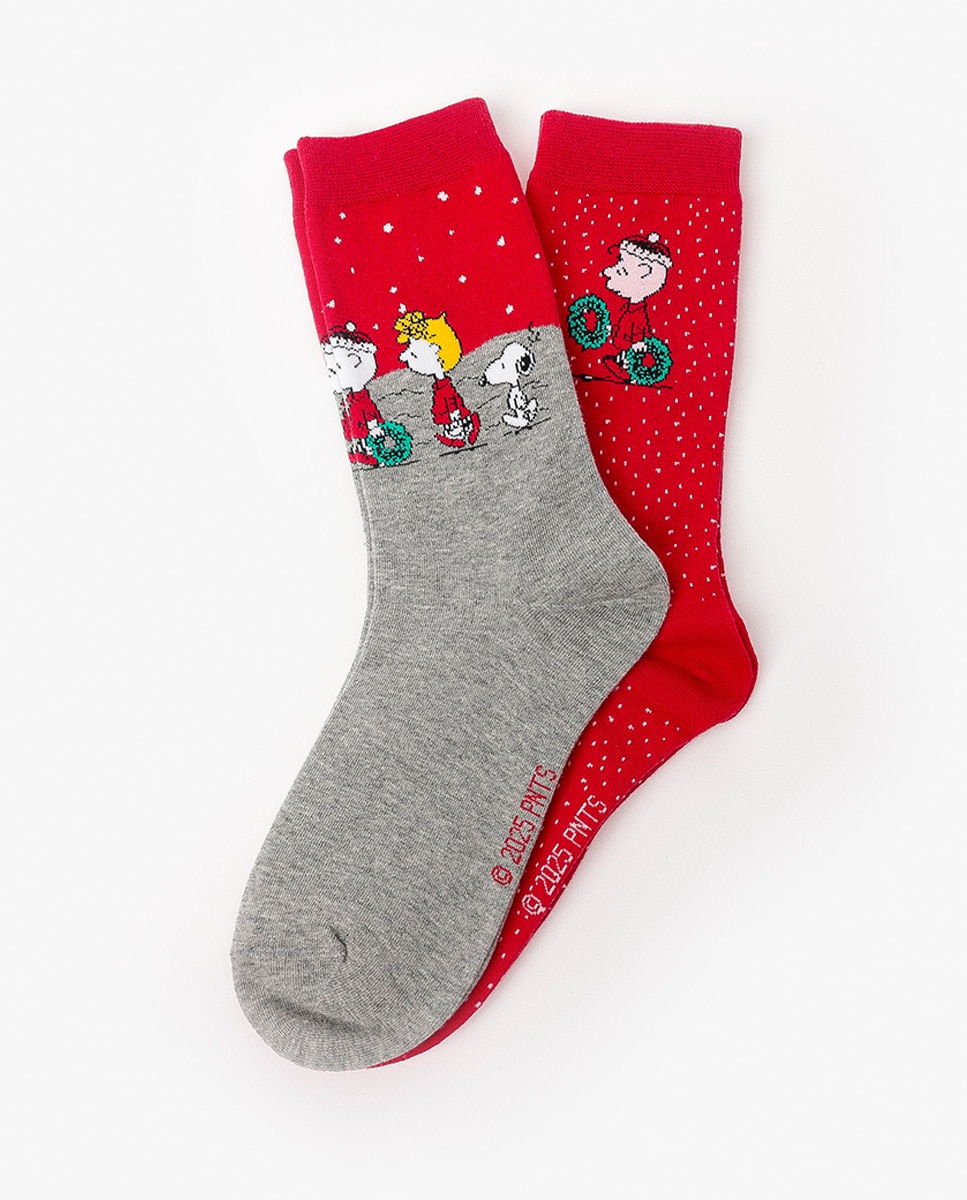 Imagem 0 de Pack de Dois Pares de Meias de Malha Estampada com Caixa Especial de Presente - Vermelho