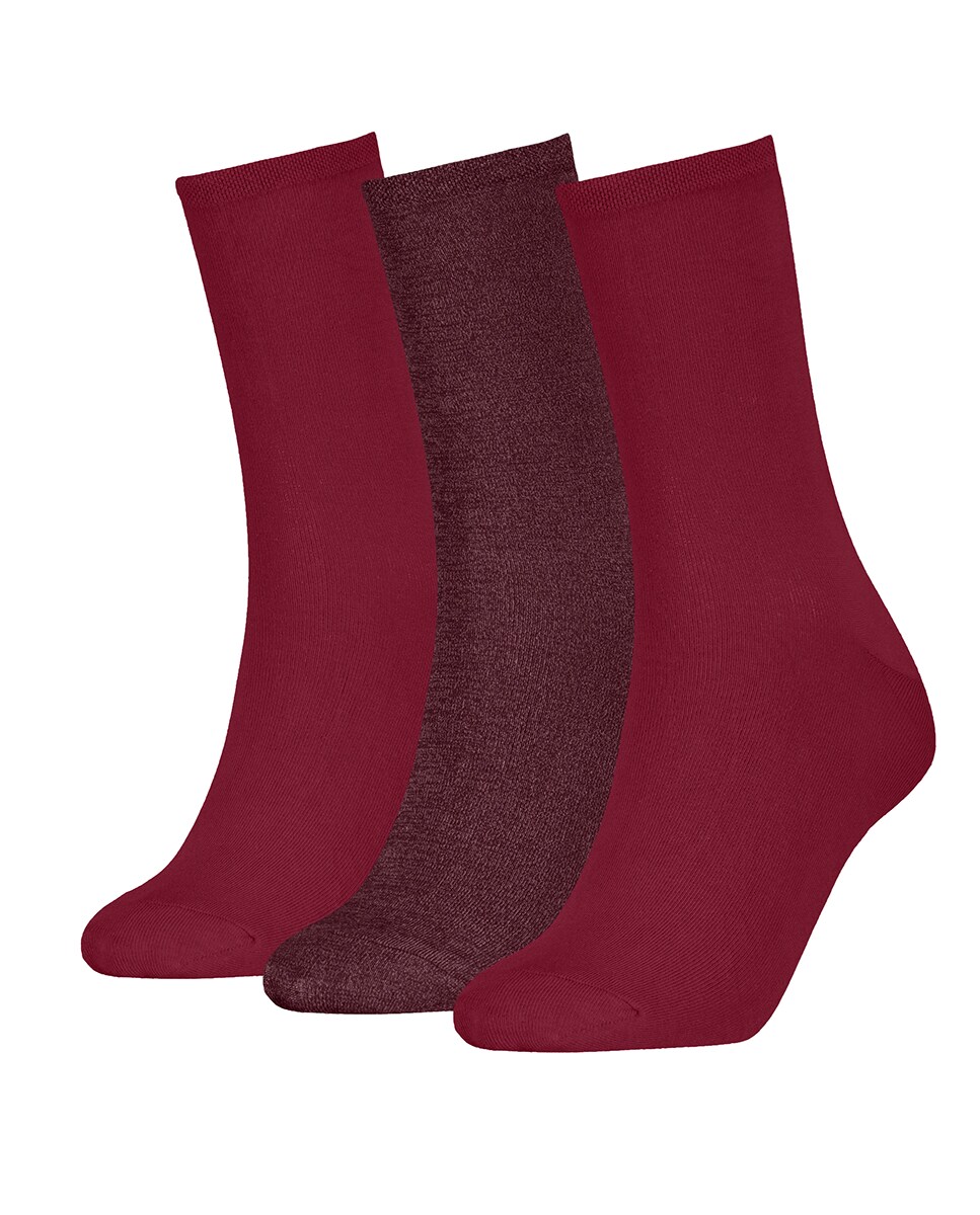 Lote de Caixa de Oferta de 3 Pares de Meias Clássicas Vermelho/Grená-1