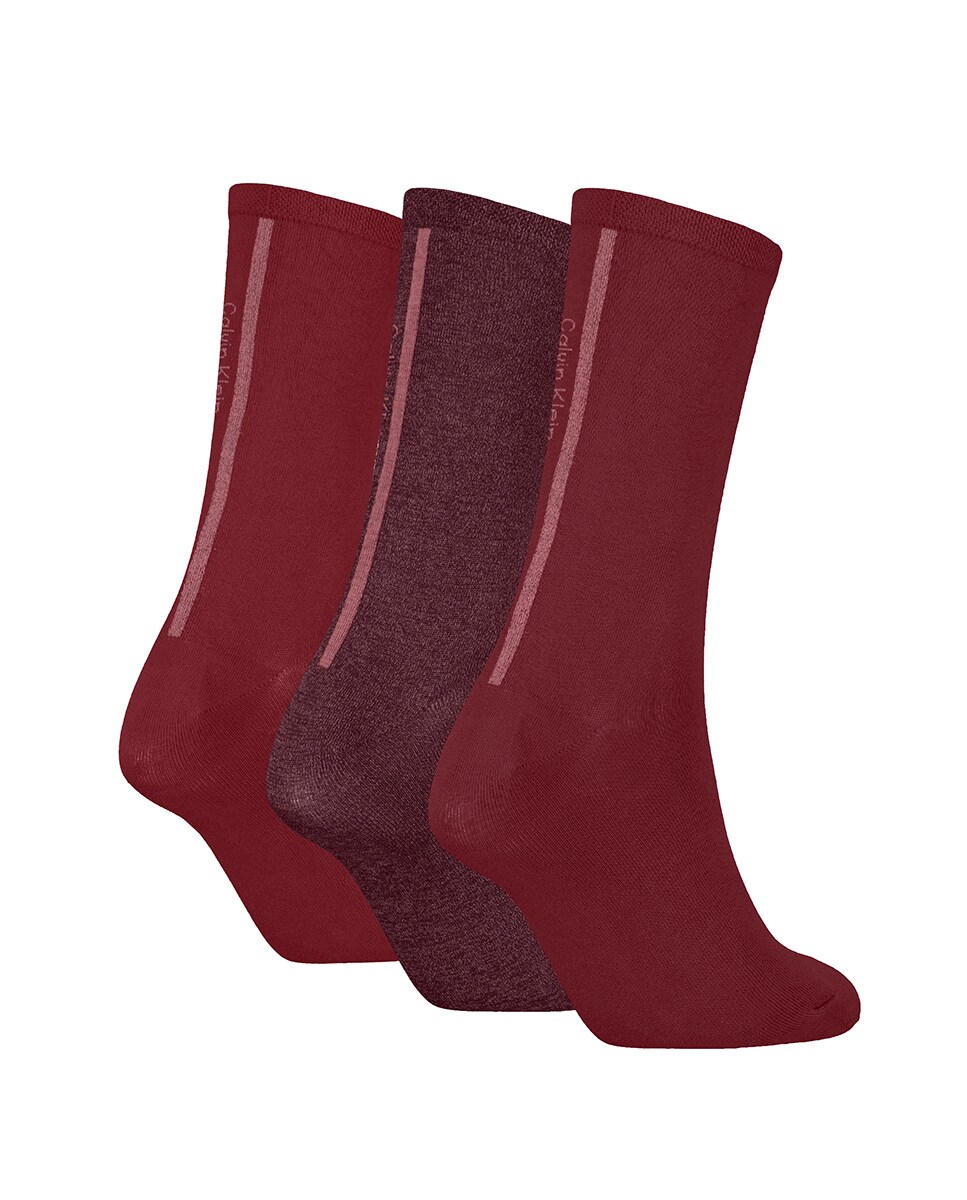 Lote de Caixa de Oferta de 3 Pares de Meias Clássicas Vermelho/Grená-2