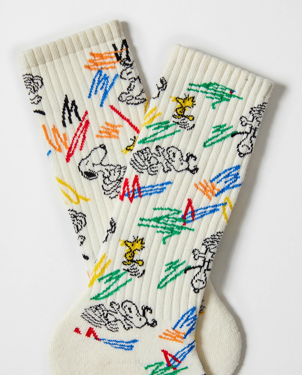 Meias Desportivas com Fantasia Snoopy Bege-2