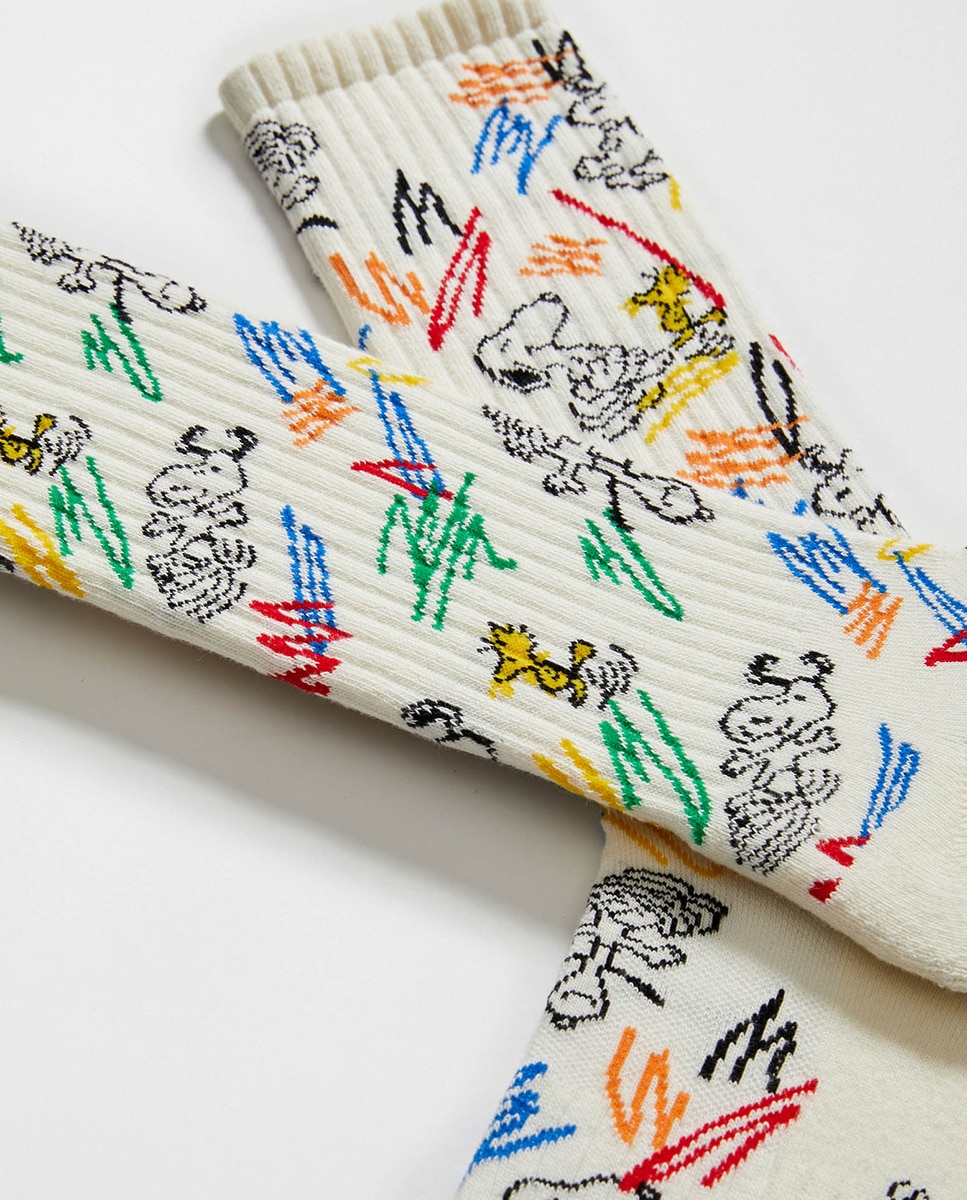 Meias Desportivas com Fantasia Snoopy Bege-3