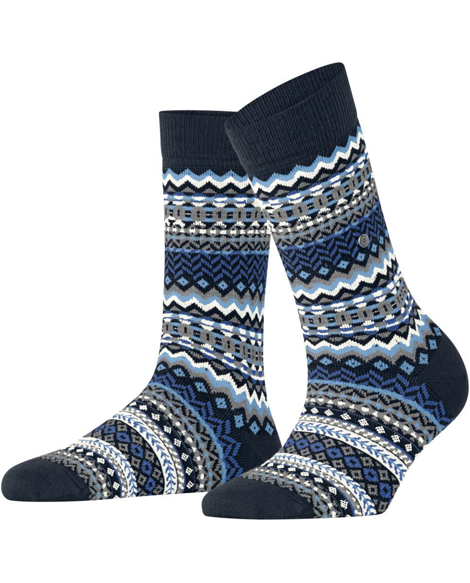 Meias com Estampado Norueguês Azul-marinho-3