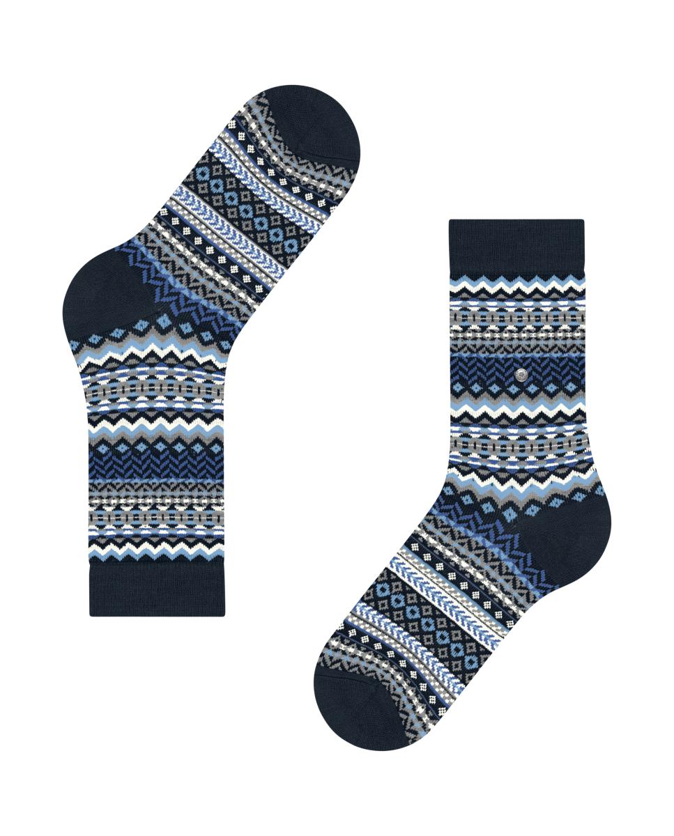 Meias com Estampado Norueguês Azul-marinho-4