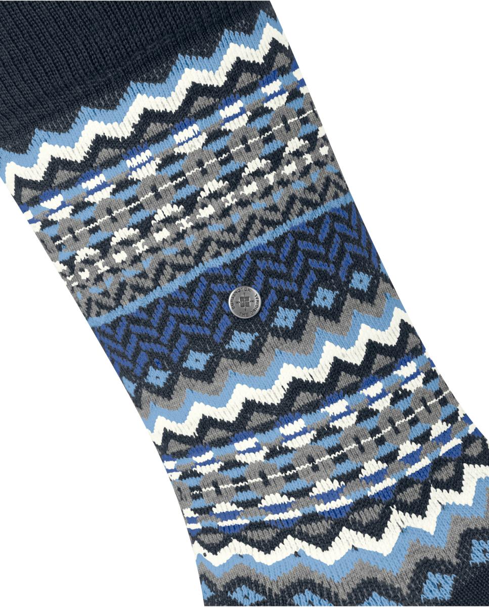 Meias com Estampado Norueguês Azul-marinho-5