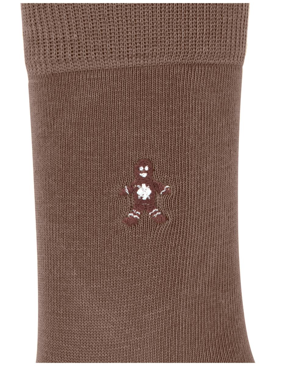 Caixa de Oferta com 2 Pares de Meias - 1 Par Liso e 1 Par com Losangos Castanho-5