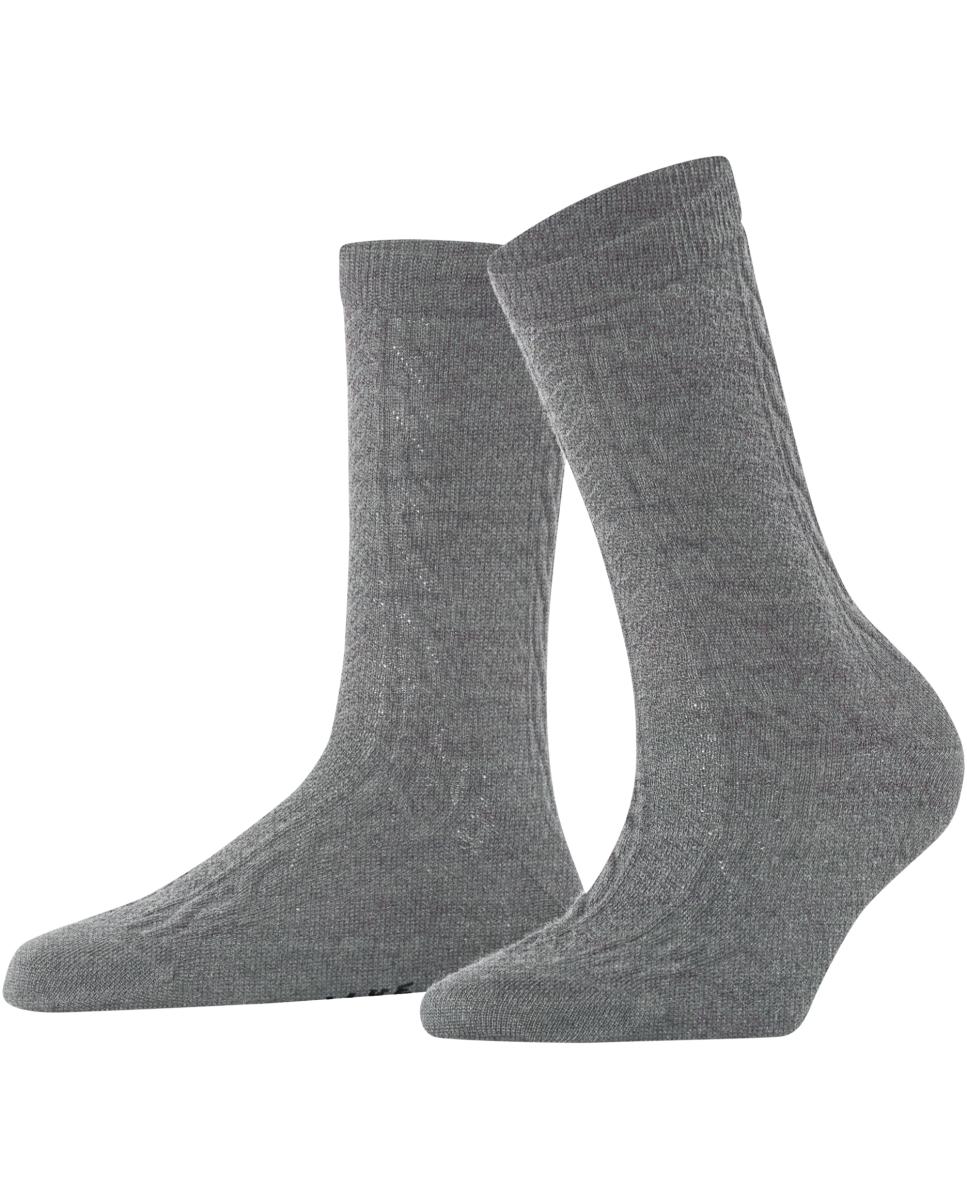 Meias Entrançadas de Lã Merino Cinzento-3