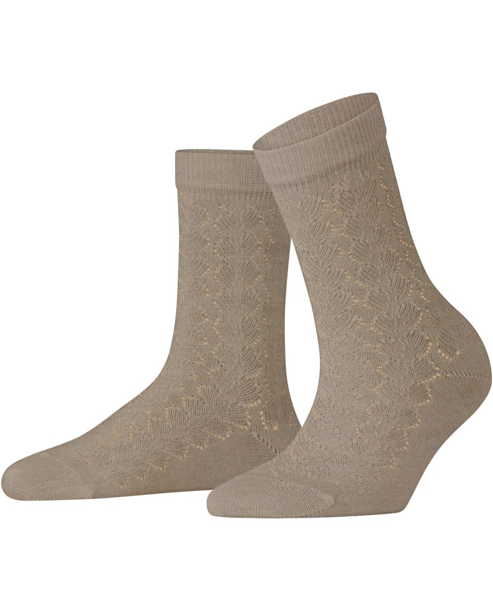 Meias Rendilhadas de Lã Merino Camel-3