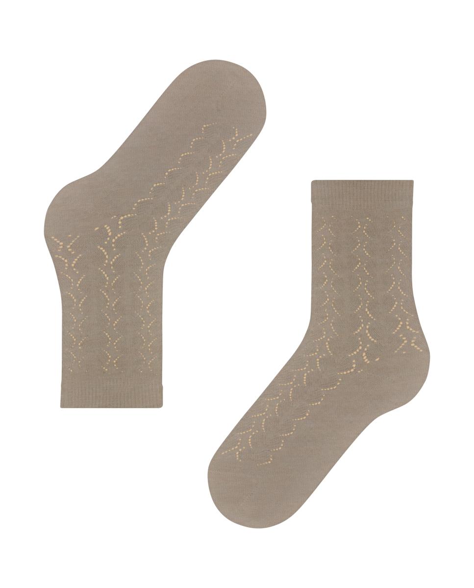 Meias Rendilhadas de Lã Merino Camel-4
