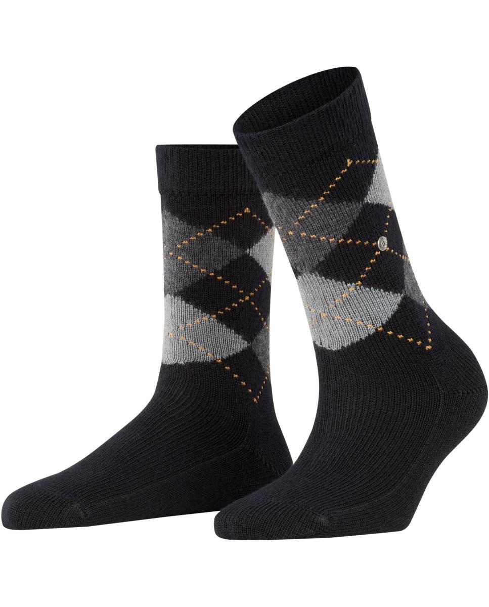 Calcetín largo de mujer Burlintong con estampado de rombos - Burlington - Negro Negro-3
