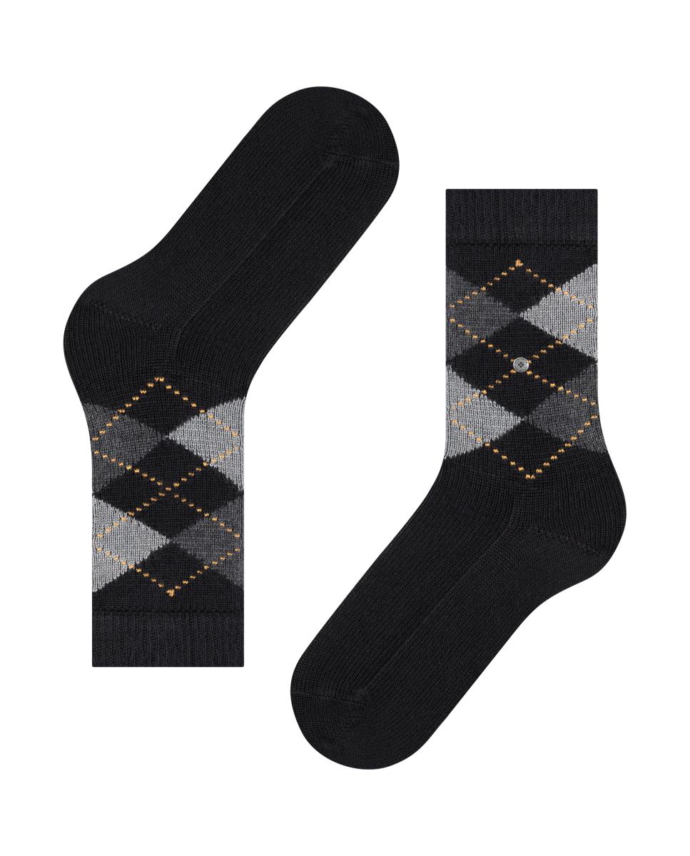 Calcetín largo de mujer Burlintong con estampado de rombos - Burlington - Negro Negro-4