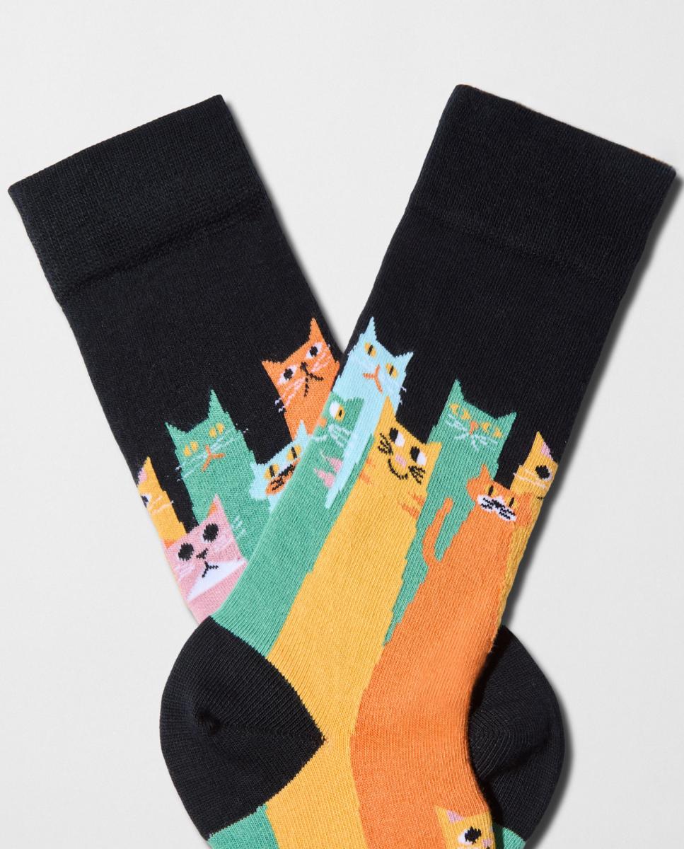 Calcetines de fantasía de gatos - Besocks - Negro Negro-2