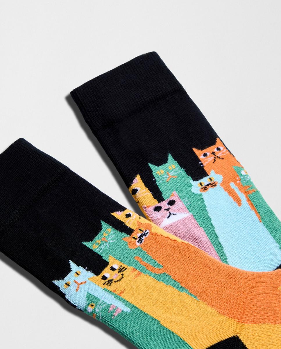 Calcetines de fantasía de gatos - Besocks - Negro Negro-3