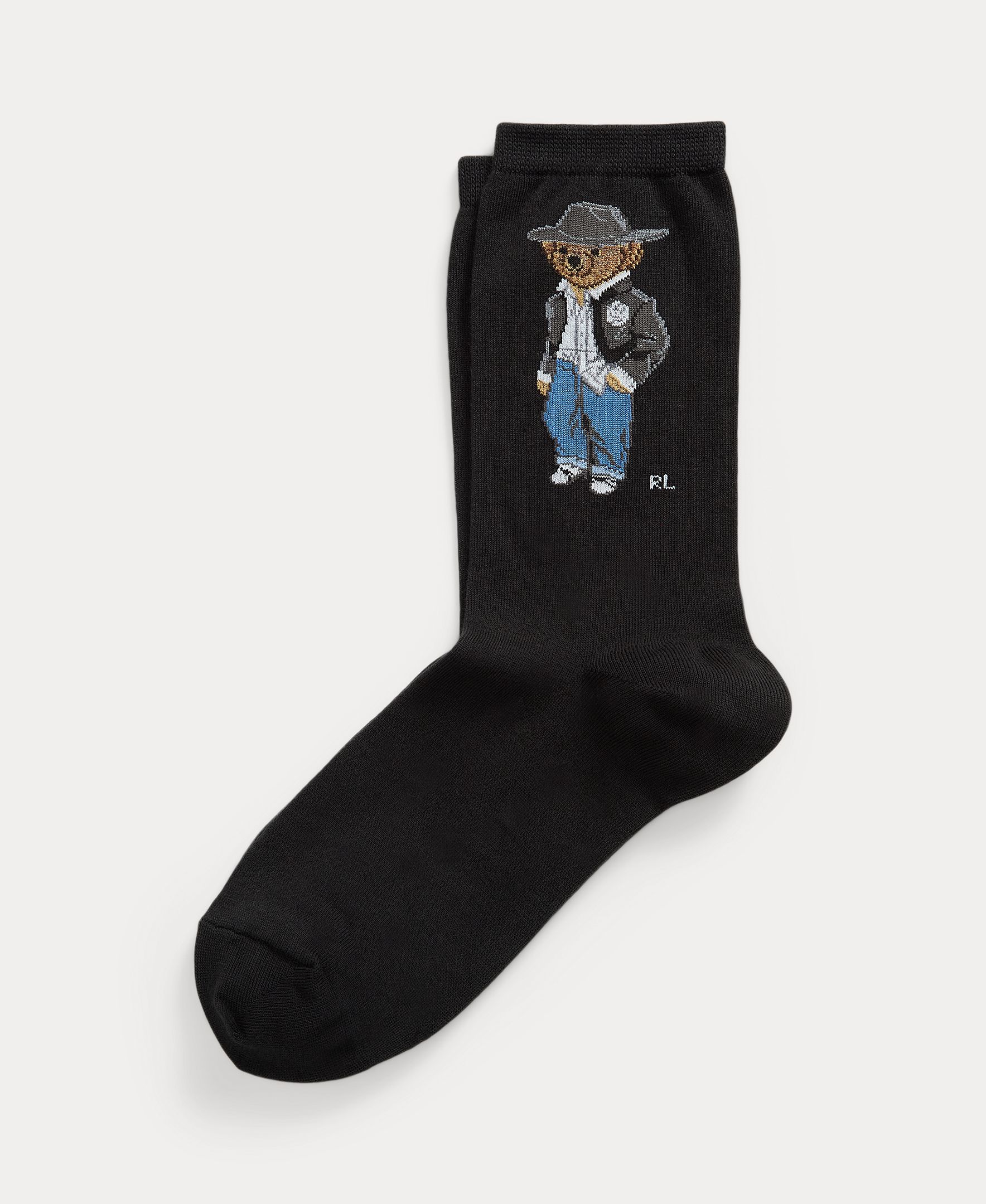 Imagen 0 de Calcetín de mujer alto de algodón con el Polo Bear Negro