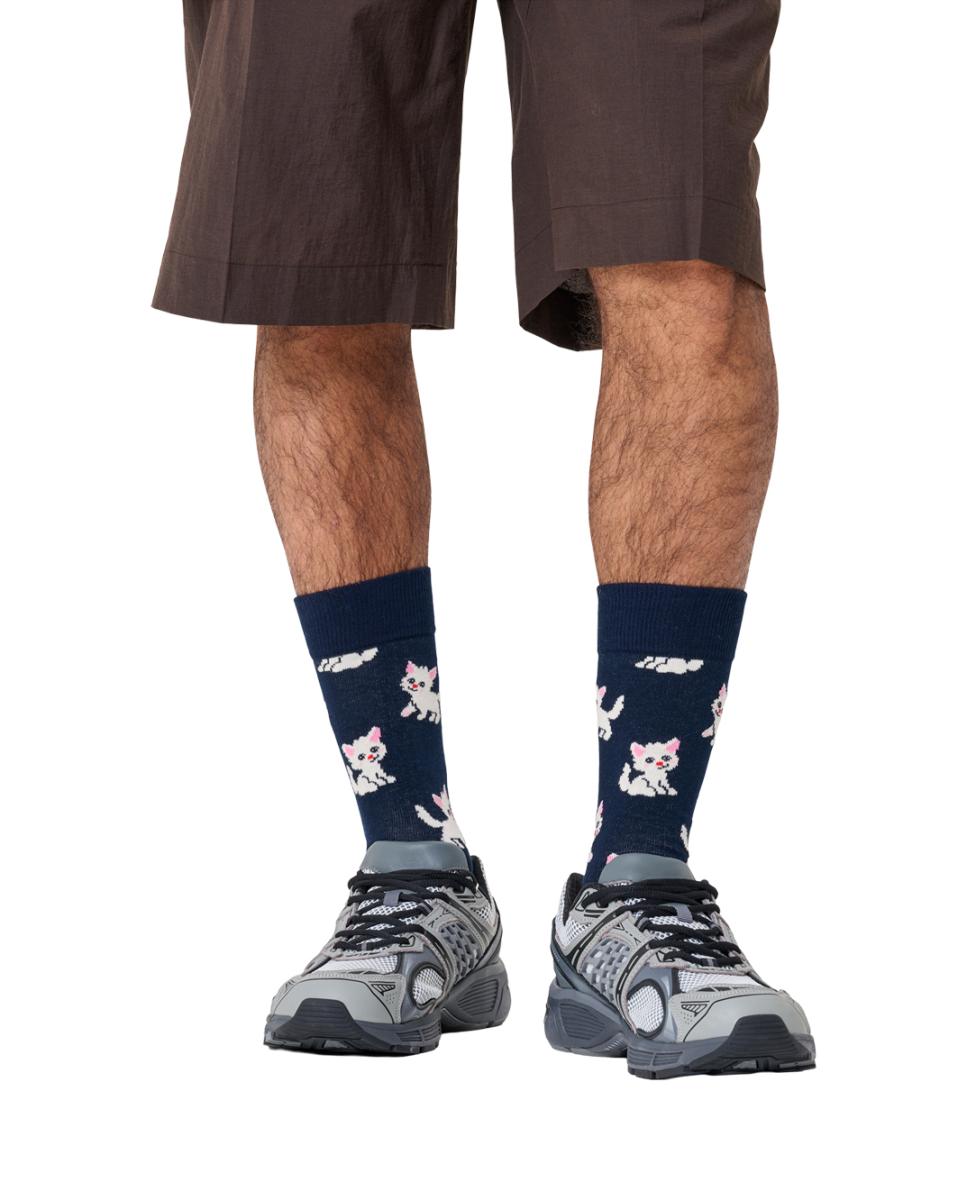 Calcetín de mujer Kitten - Happy Socks - Azul Azul-2
