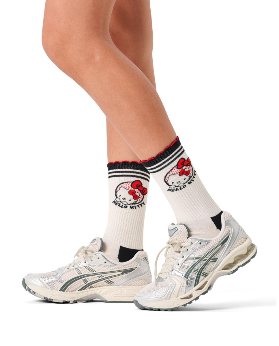 Calcetín de mujer Hello Kitty Ribbon Short Crew Sneaker - Happy Socks - Blanco Blanco-2