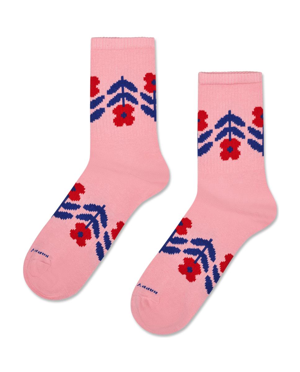 Imagen 0 de Calcetín de mujer Flower Border Sneaker Rosa
