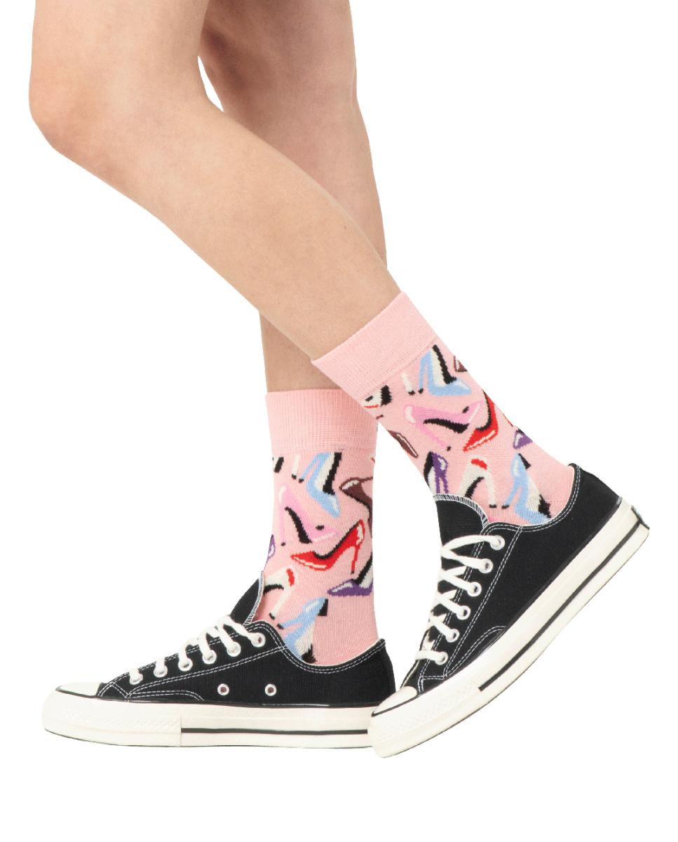Calcetín de mujer Heels Short Crew - Happy Socks - Rosa Rosa-2