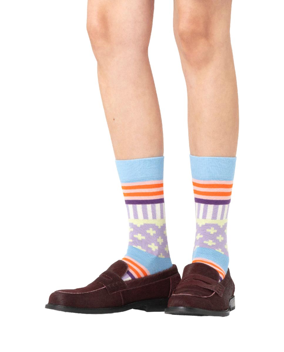 Meias de Mulher Blocked Stripe Azul-2