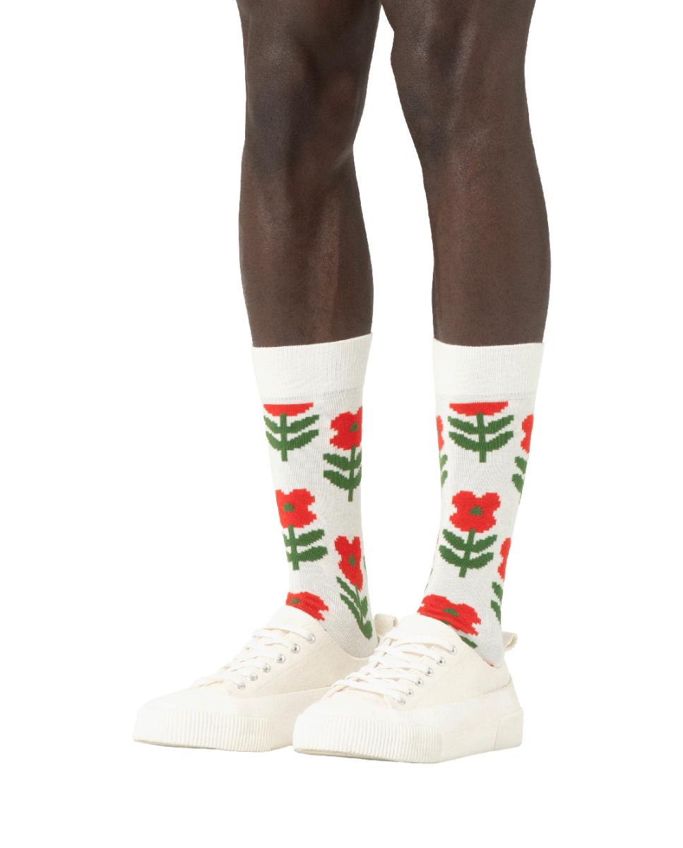 Calcetín de mujer Pixel Flower - Happy Socks - Blanco Blanco-2