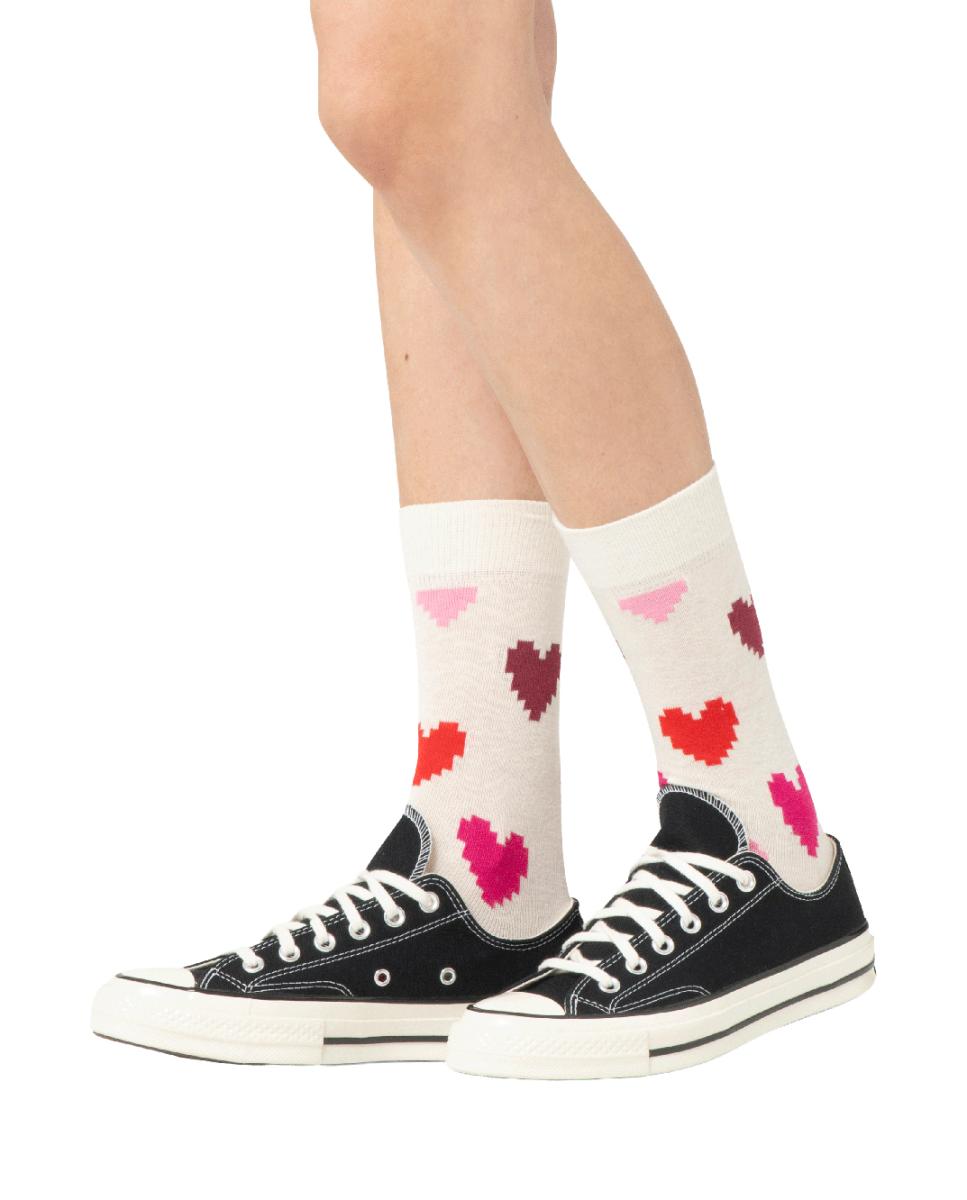 Meias de Mulher Pixel Heart Branco-2