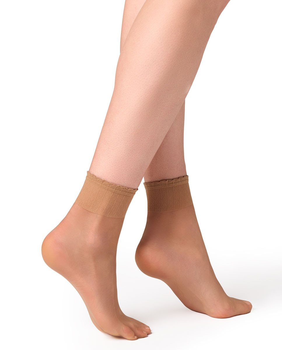 Pack de dois pares de meias pelo tornozelo de verão de mulher Filodoro com efeito bronzeado Bege-3
