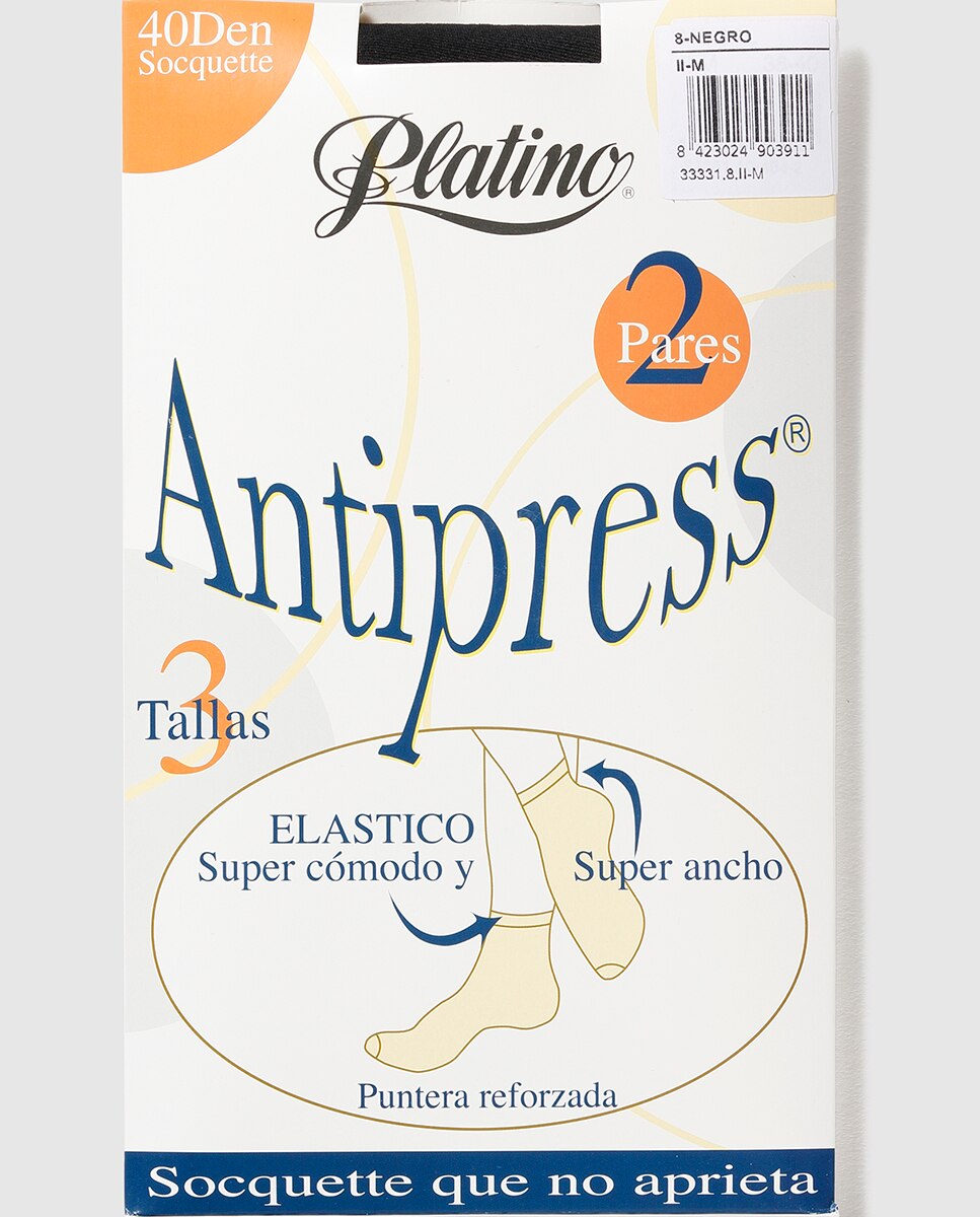 Imagem 0 de Pack de duas mini meias antipress de 40 deniers de mulher Platino