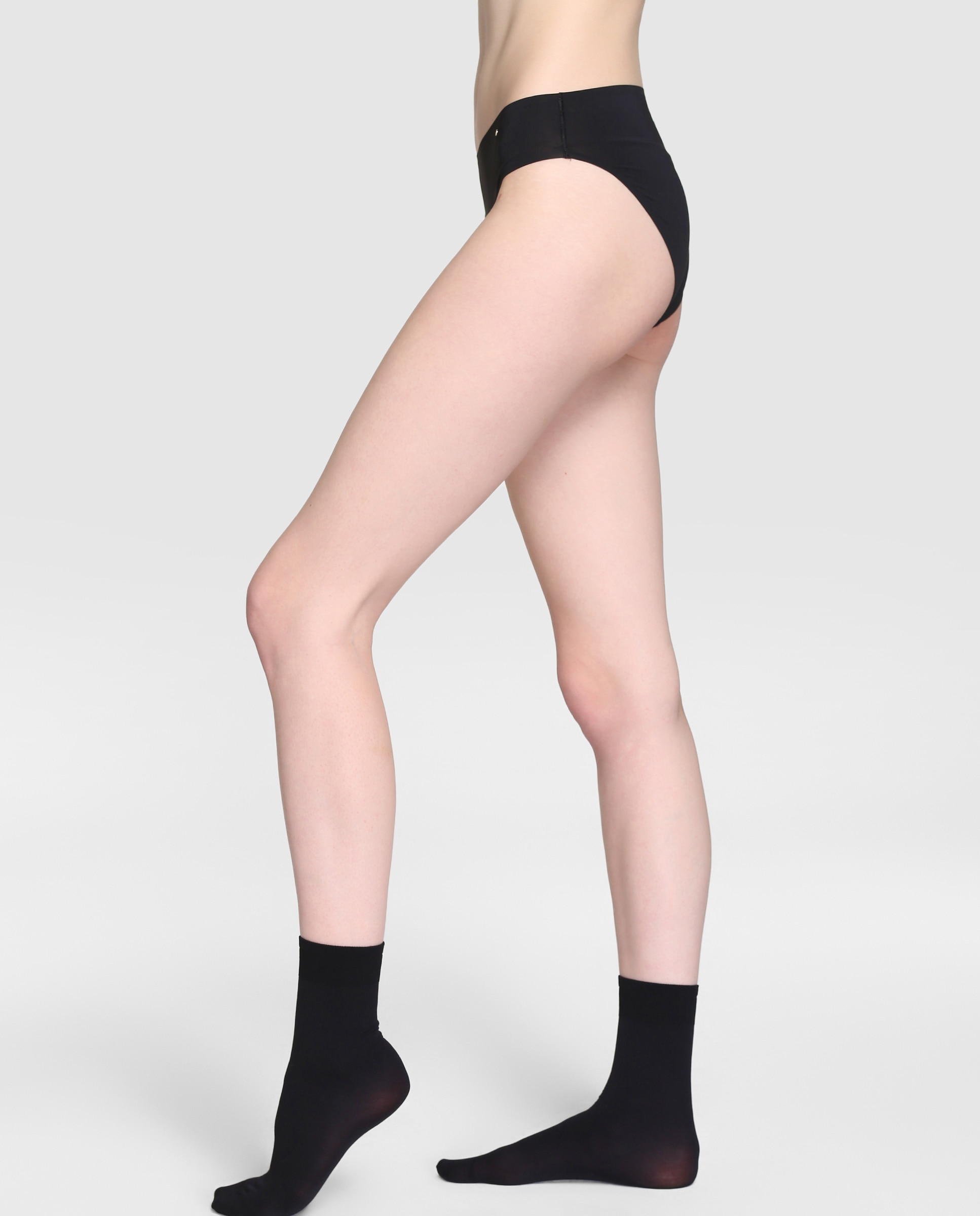 Pack de duas mini meias antipress de 40 deniers de mulher Platino Preto-2