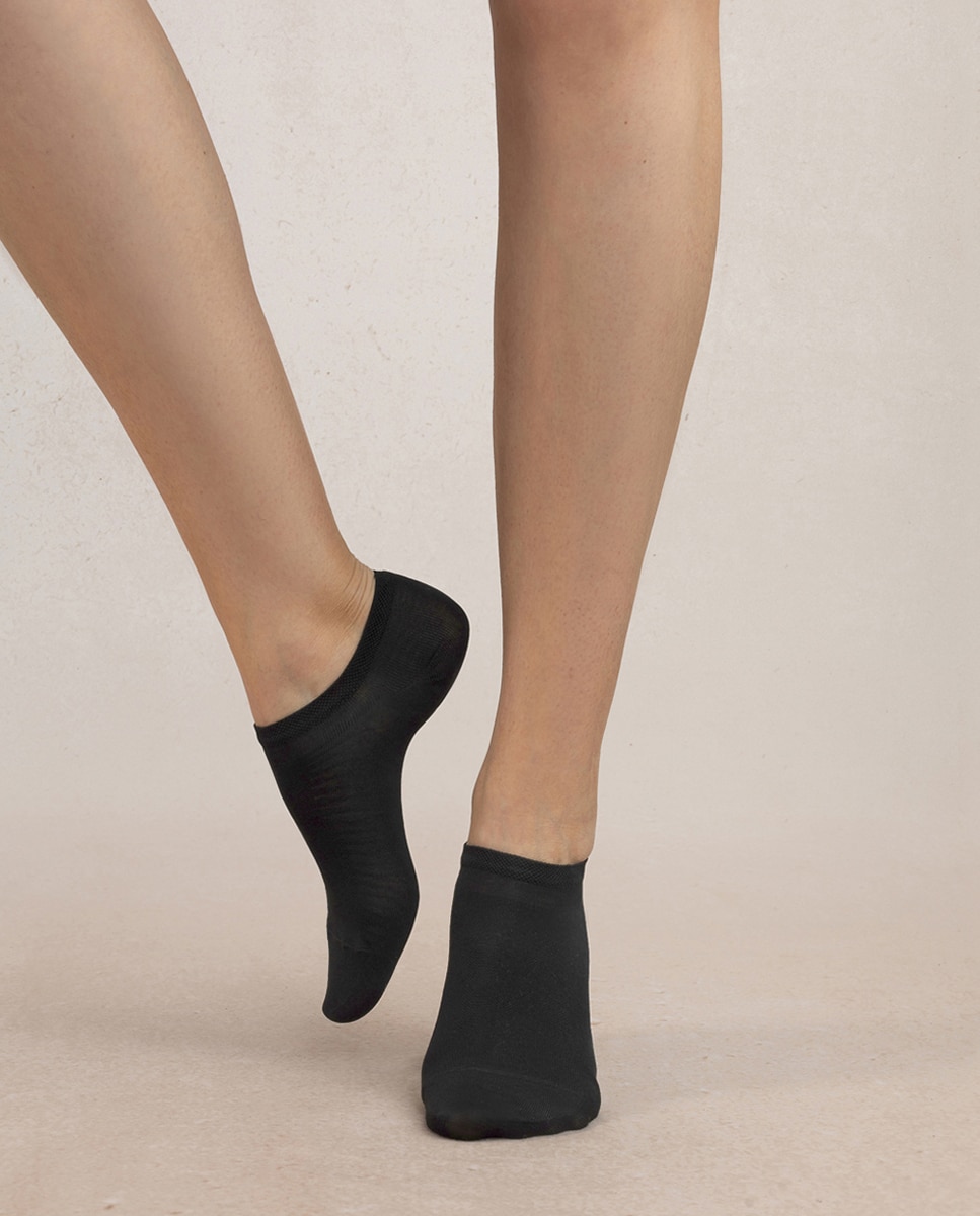 Calcetín tobillero de mujer Bleuforêt liso - Negro Negro-2