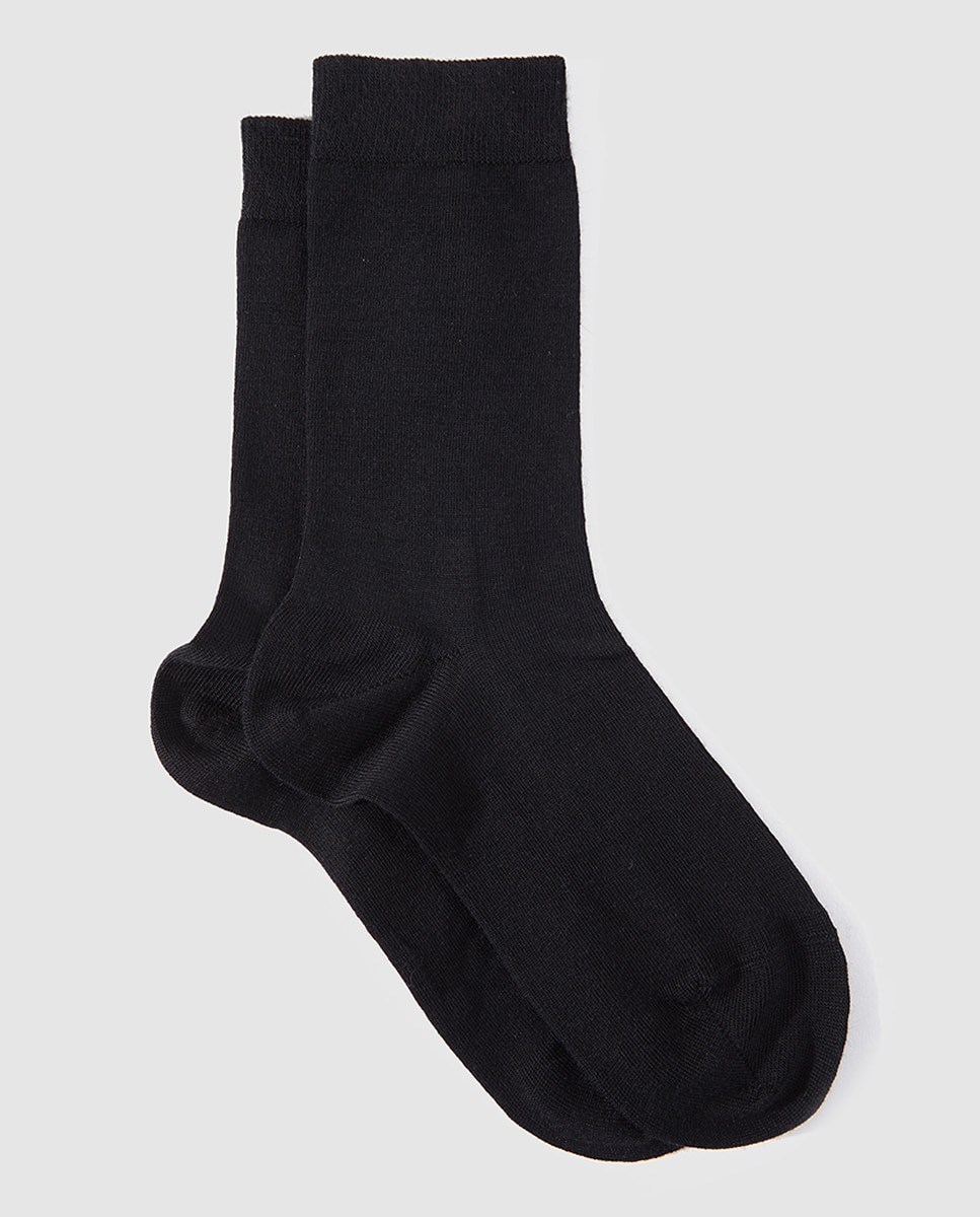 Calcetín de mujer Falke de lana y algodón.Cashmere - Negro Negro-1