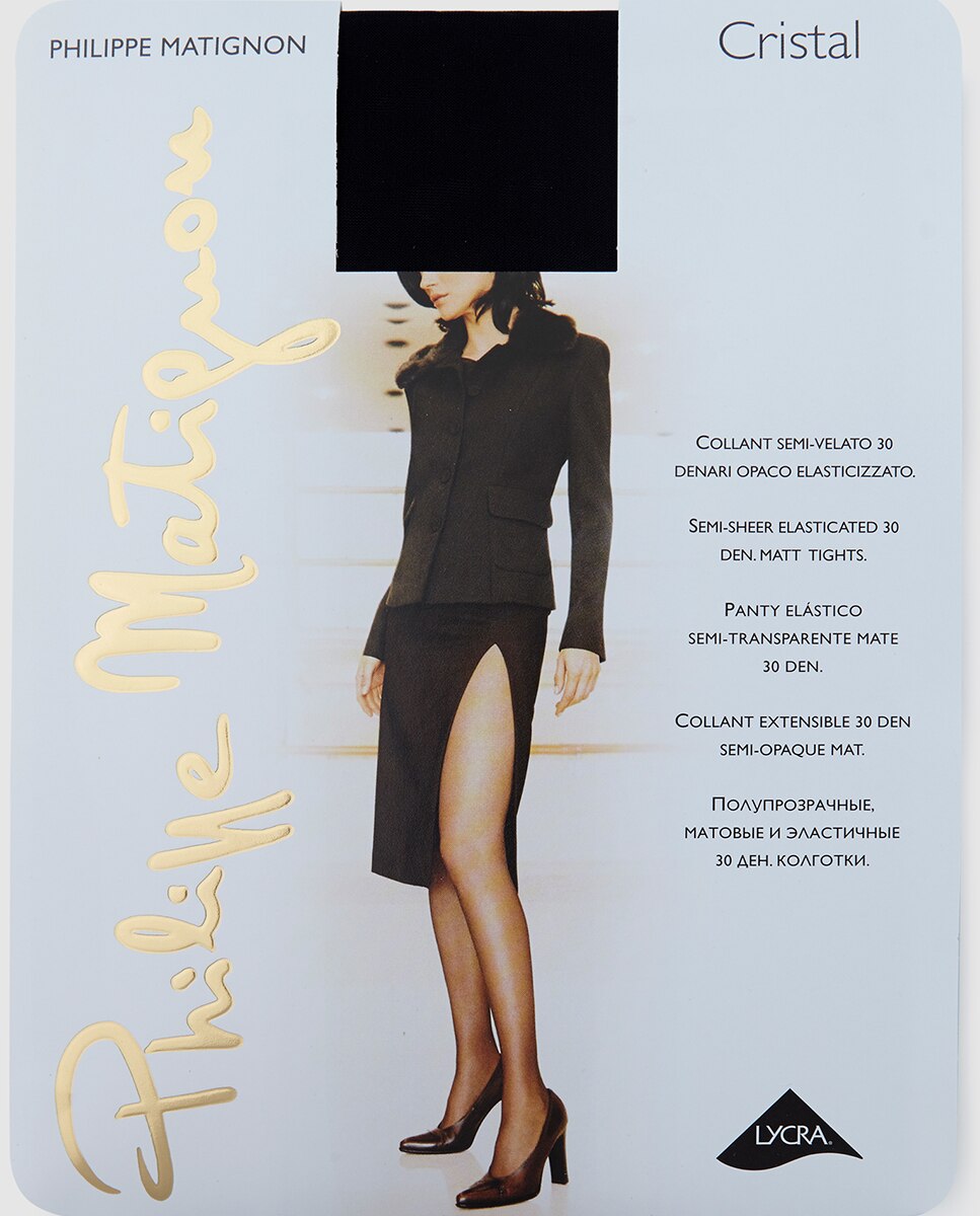 Panty semi transparente de mujer Philippe Matignon de 30 deniers - Negro Negro-2