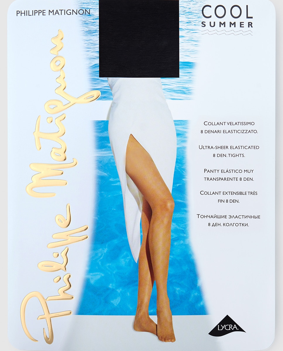 Collants de verão de mulher Philippe Matignon super transparente mate de 8 deniers Preto-2
