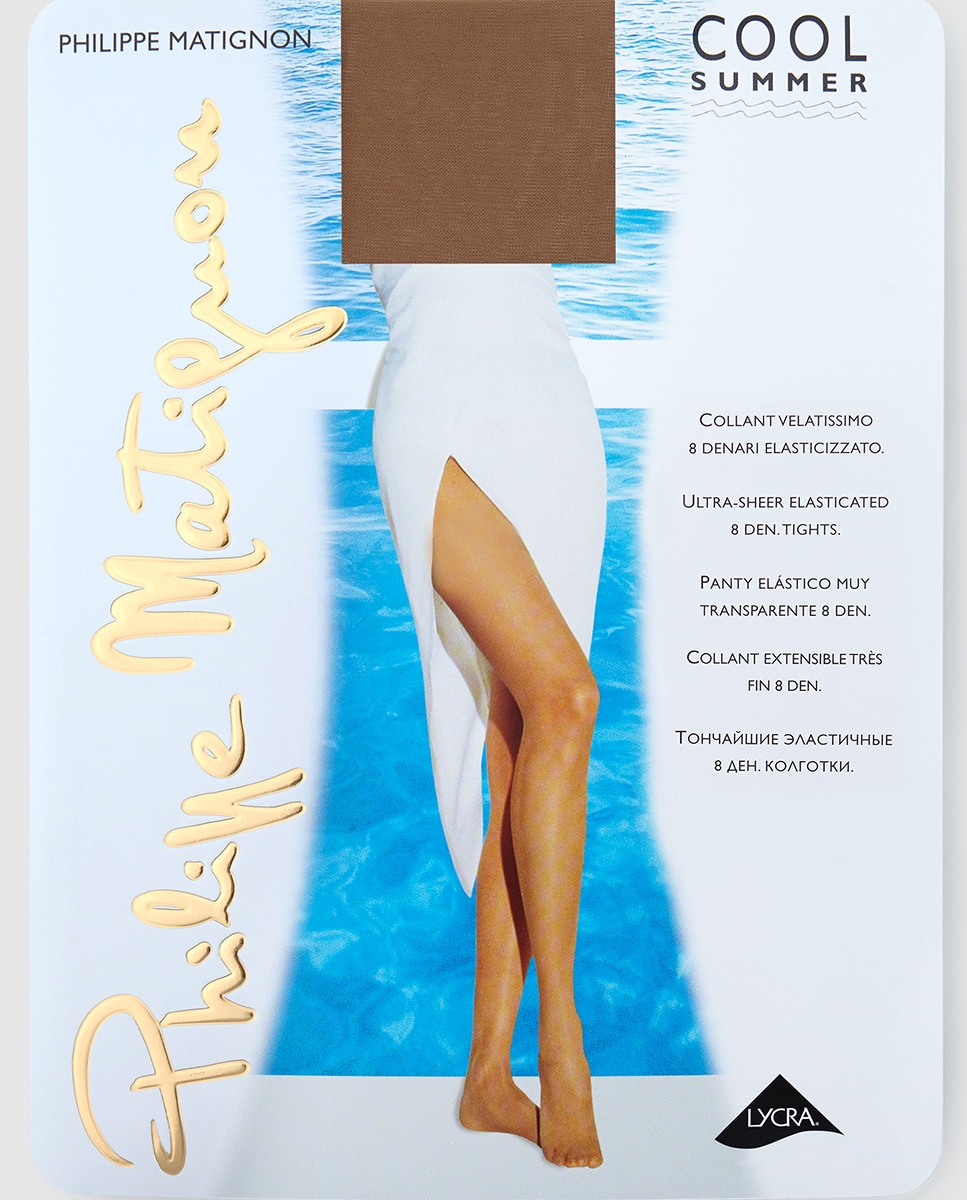 Panty de verano de mujer Philippe Matignon súper transparente mate de 8 deniers - Marrón Marrón-2