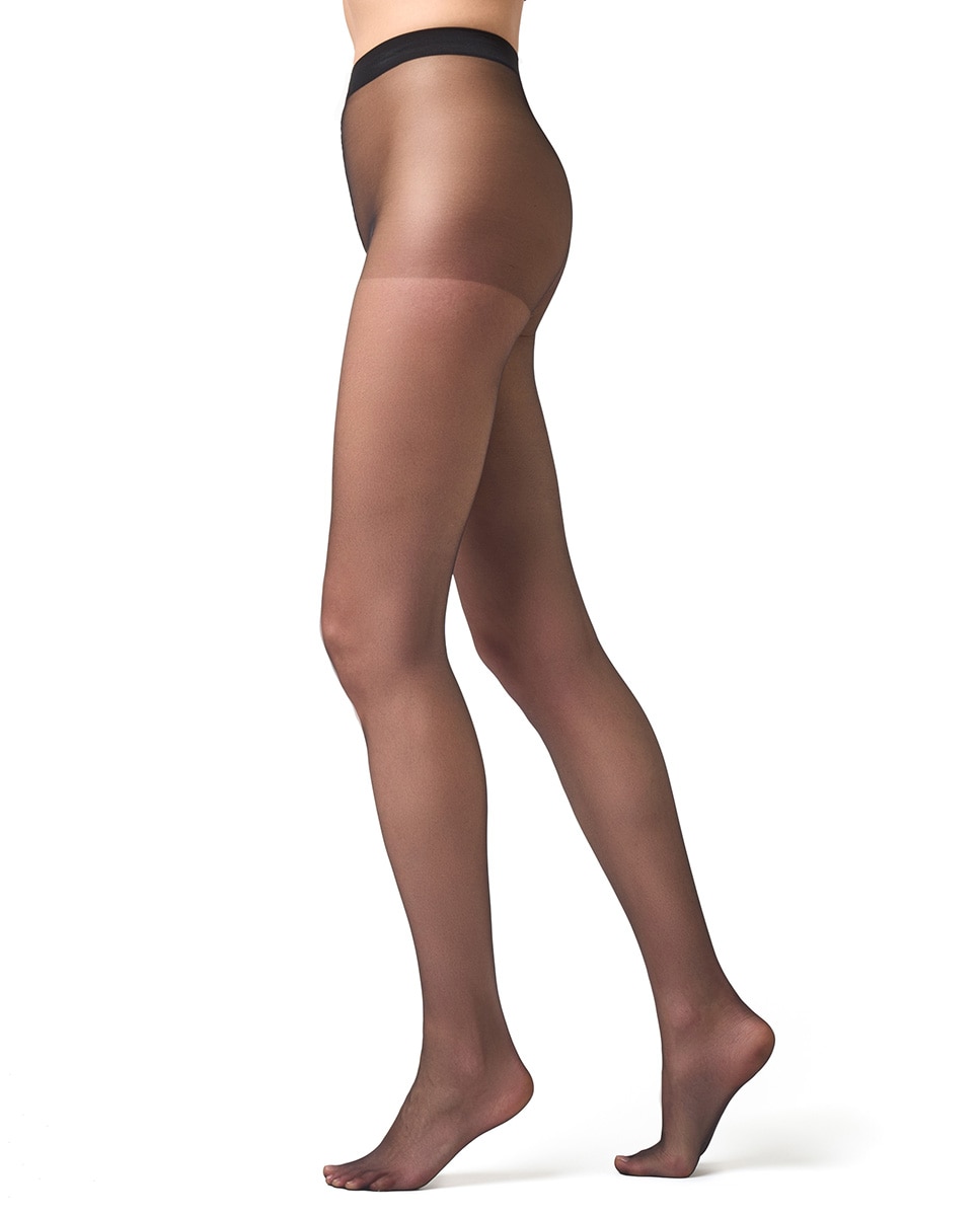 Collants transparentes de 15 deniers de controlo invisíveis de mulher Filodoro Preto-4