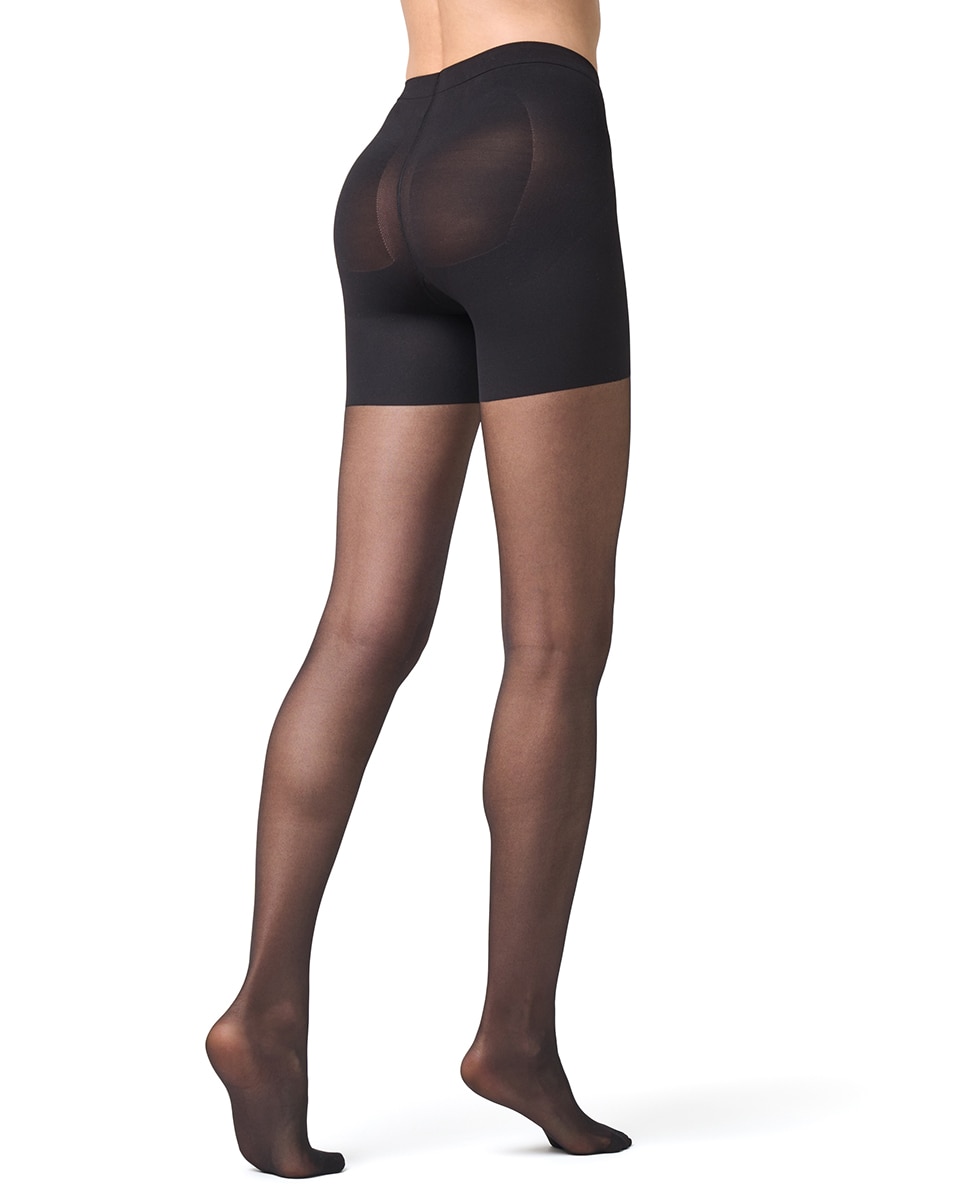 Panty semi transparente de 40 deniers con faja reductora de mujer Filodoro - Negro Negro-3