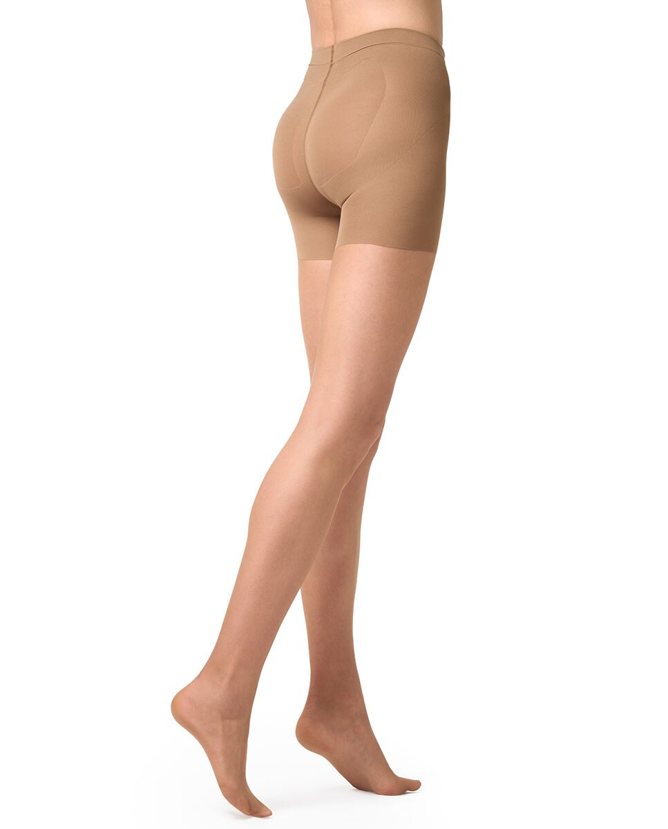 Collants transparentes de 15 deniers com cinta adelgaçante de mulher Filodoro Taupe-3