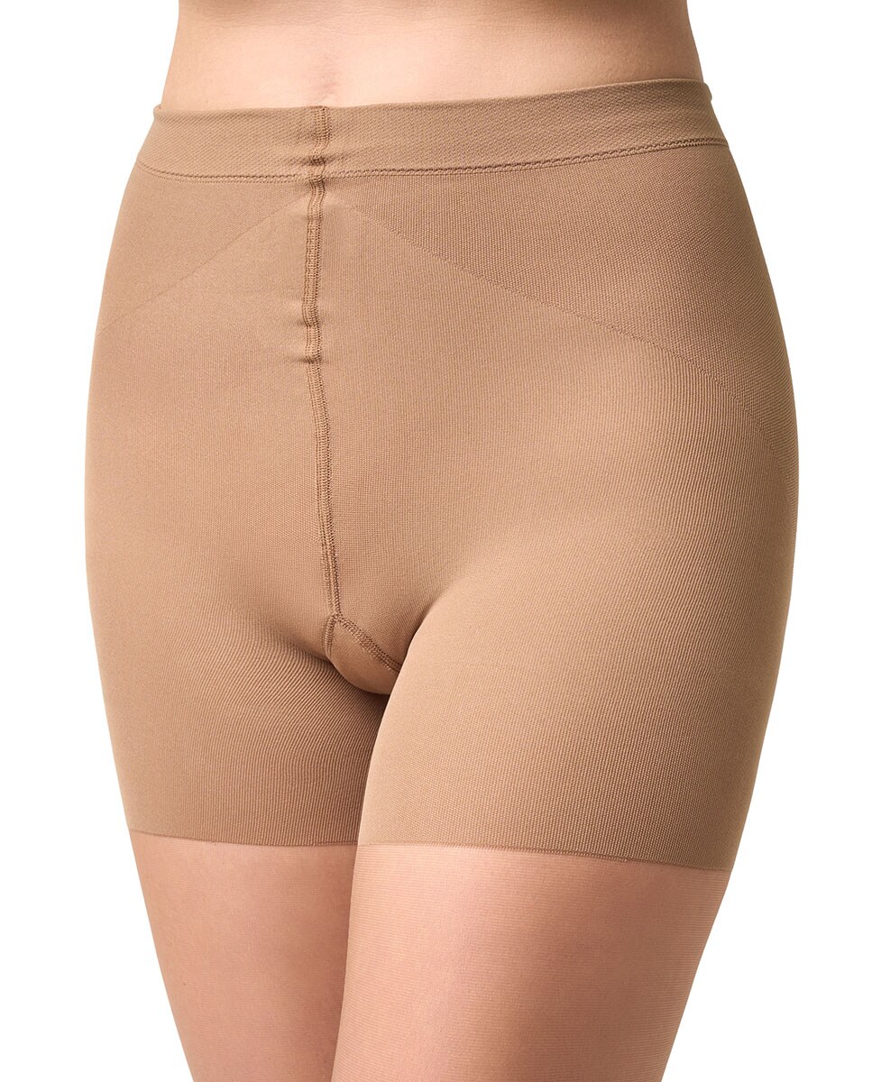 Collants transparentes de 15 deniers com cinta adelgaçante de mulher Filodoro Taupe-4