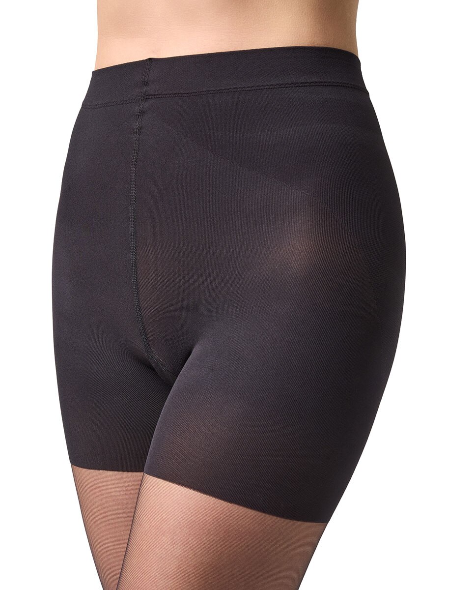 Panty transparente de 15 deniers con faja reductora de mujer Filodoro - Negro Negro-4
