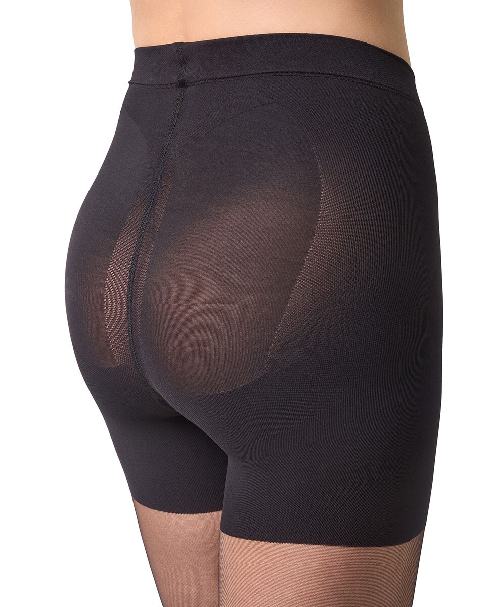 Panty transparente de 15 deniers con faja reductora de mujer Filodoro - Negro Negro-5