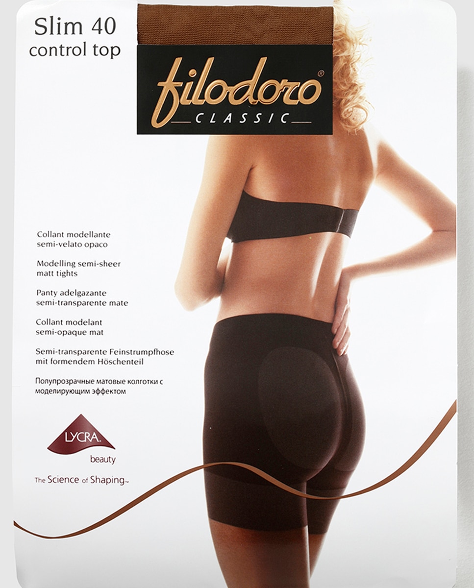 Panty semi transparente de 40 deniers con faja reductora de mujer Filodoro - Beige Beige-2