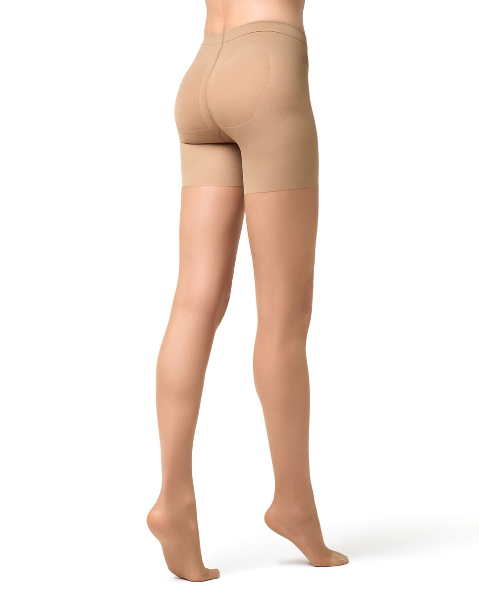 Collants semitransparentes de 40 deniers com cinta adelgaçante de mulher Filodoro Bege-3