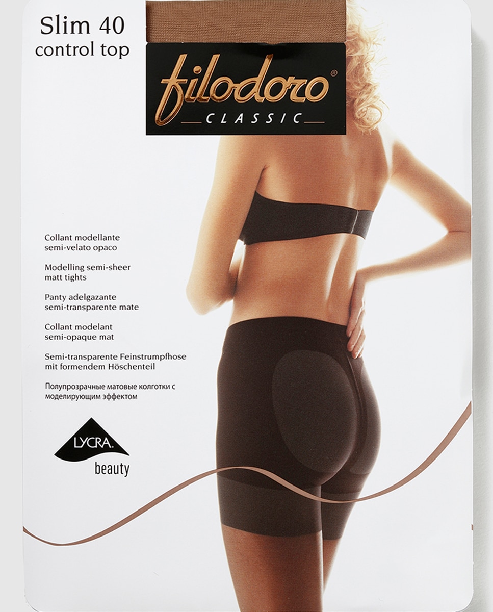 Panty semi transparente de 40 deniers con faja reductora de mujer Filodoro - Natural Natural-1