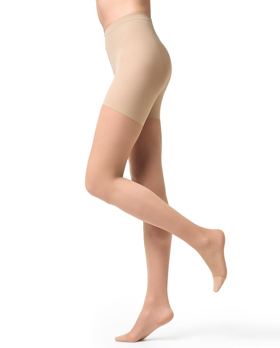 Panty semi transparente de 40 deniers con faja reductora de mujer Filodoro - Natural Natural-6