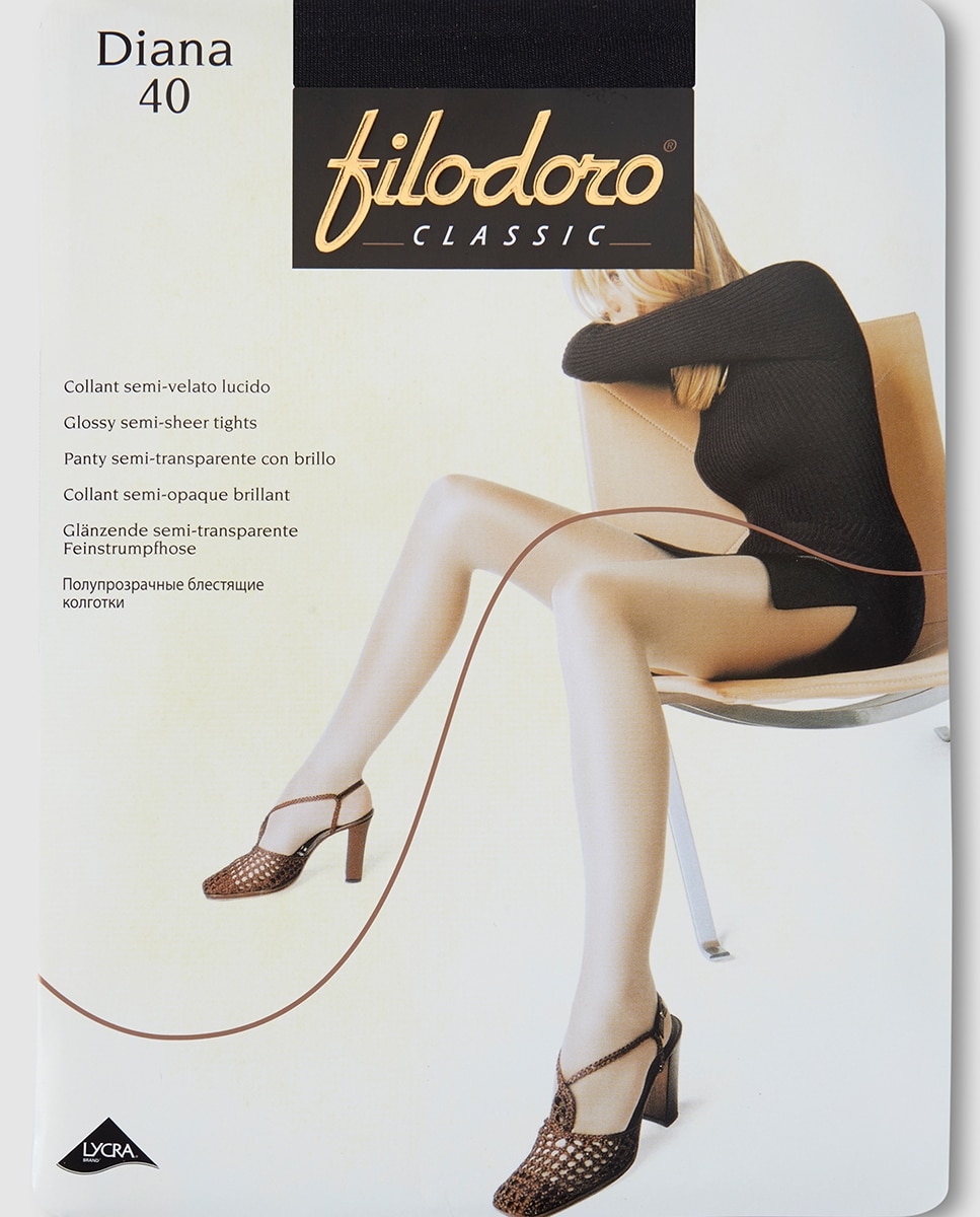 Collants semitransparentes de 40 deniers com brilho de mulher Filodoro azul Preto-2