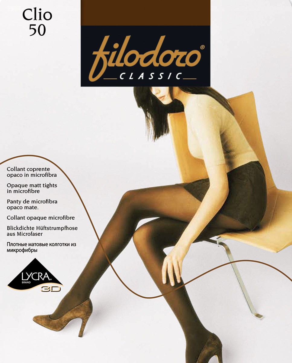 Panty opaco de microfibra de 50 deniers de mujer Filodoro - Negro Negro-2