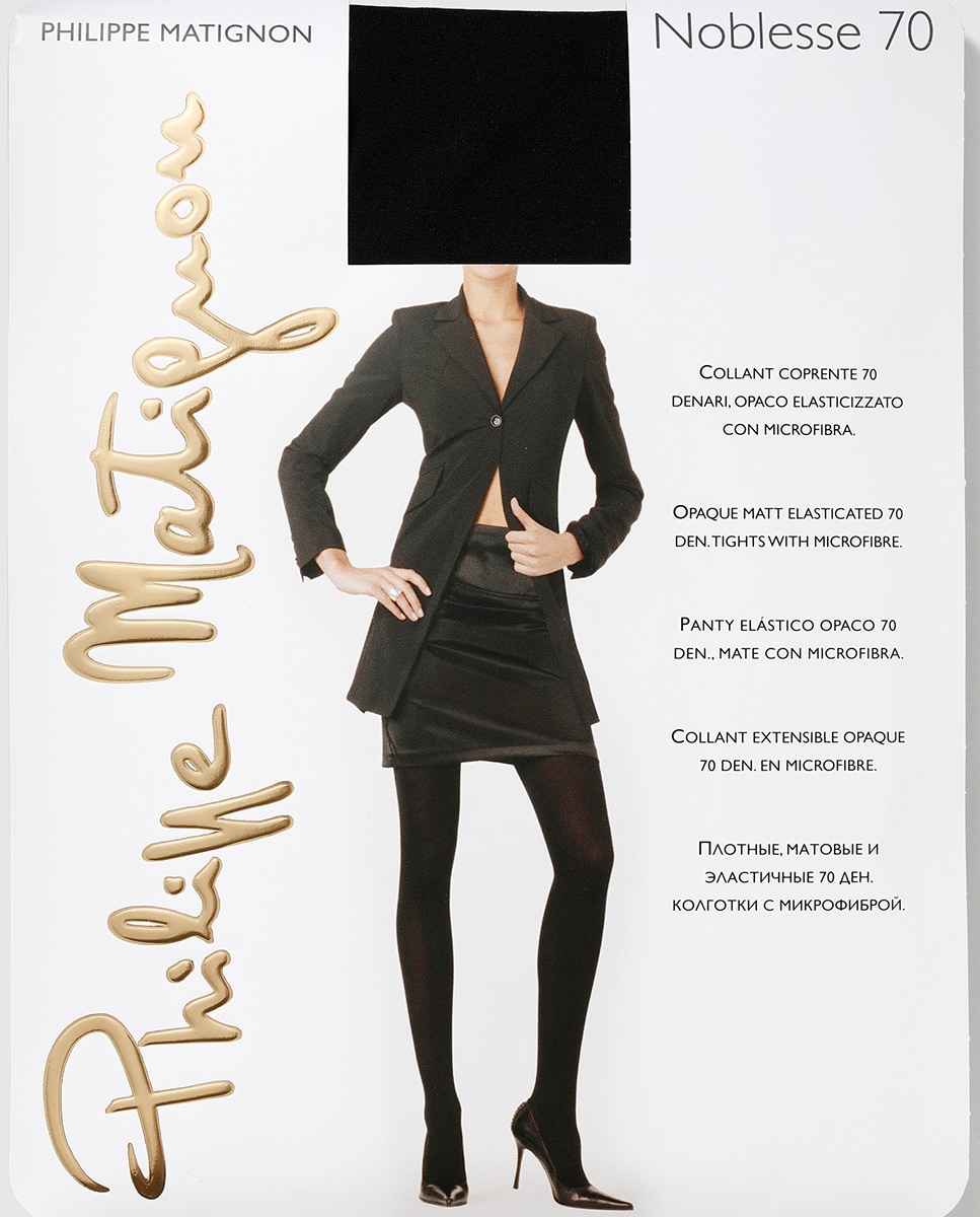 Collants de microfibra opacos de 70 deniers de mulher Philippe Matignon Preto-2
