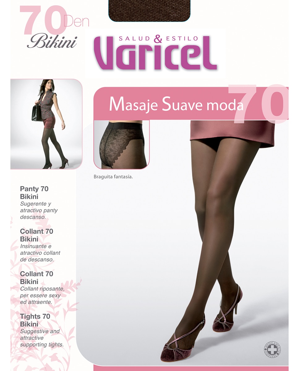 Panty de descanso médica de 70 deniers Bikini de mujer Varicel - Natural Natural-2